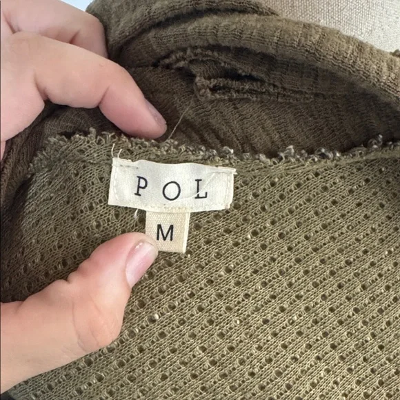 POL Olive and Beige V-Neck Sweater - Picture 8 of 9
